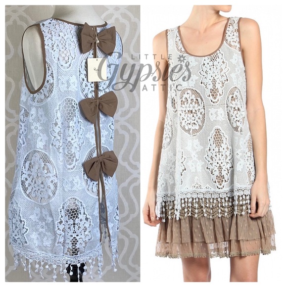 Ryu Tops - Ryu Layering Triple Bow Lace Tunic Top